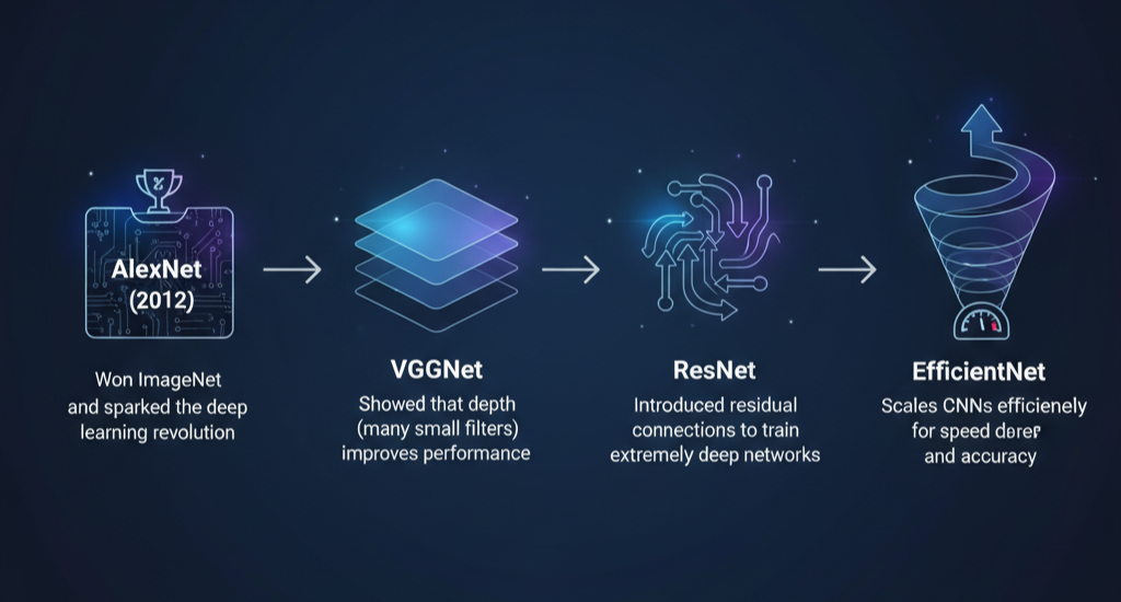 From LeNet to ResNet visual timeline