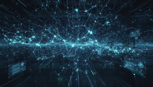 Abstract neural network with glowing activation nodes