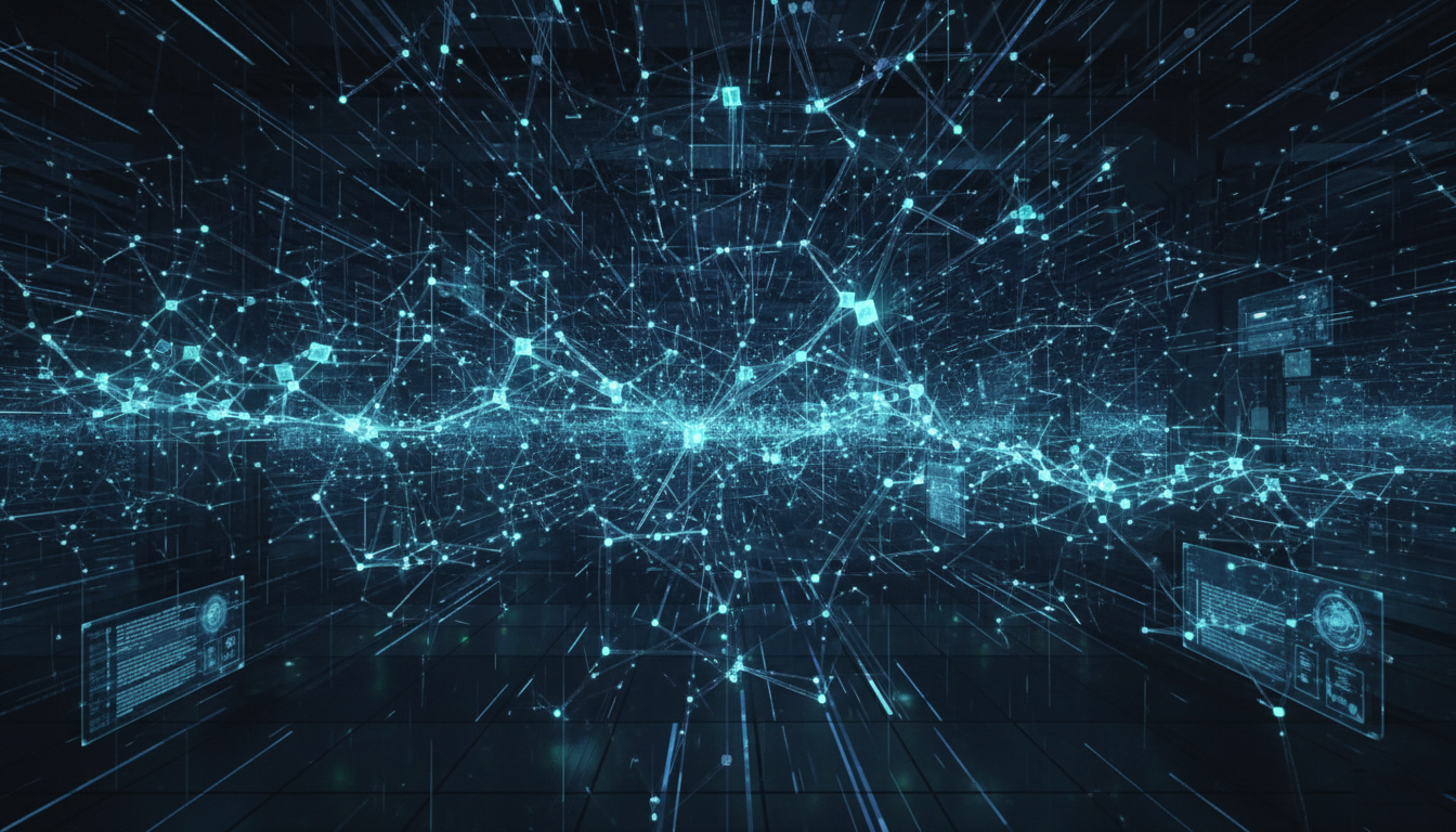 Abstract neural network with glowing activation nodes